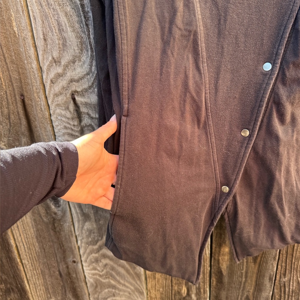 Eileen Fisher Asymmetrical Snap Front Cotton Jacket Black Size Petite Large - Picture 13 of 16